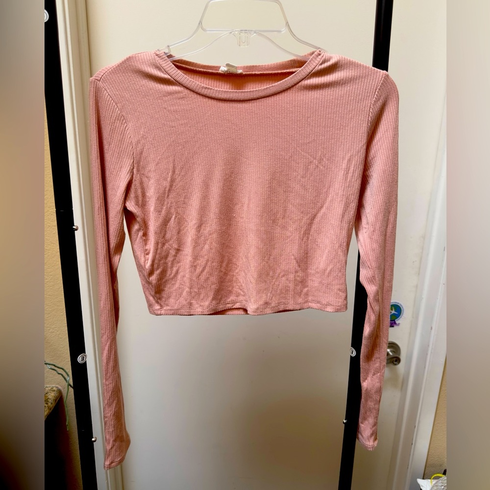 BUNDLE Zara and Garage Black, Beige, Beige pink Textured Long Sleeve crop Top L - Picture 6 of 7